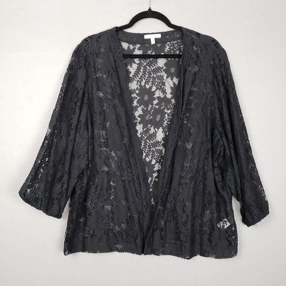 Maurices Plus Size 2X Open Front Lace Layering Top Black Shawl Whimsigoth Witchy - Picture 1 of 8